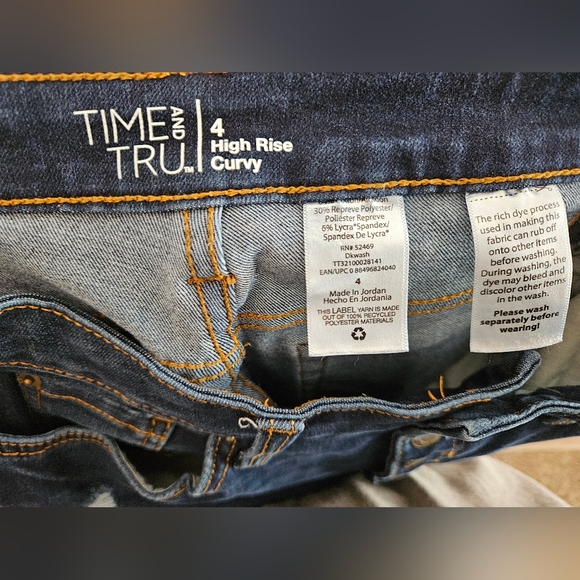 Time And Tru High Rise Curvy Distressed Jeans Size 4 Button Up Front - Picture 6 of 6